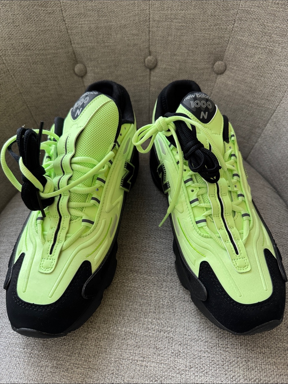 Men's New Balance 1000 Neon Green and Black Running Shoes Sz 13M